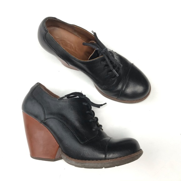 Kork-Ease Shoes - Kork-Ease Lace Up Oxford Ankle Bootie Heel Black